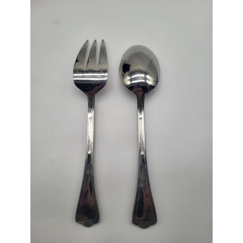 Reed & Barton Hadley Stainless Steel 18/10 Select Serving Spoon and Fork - Picture 2 of 9